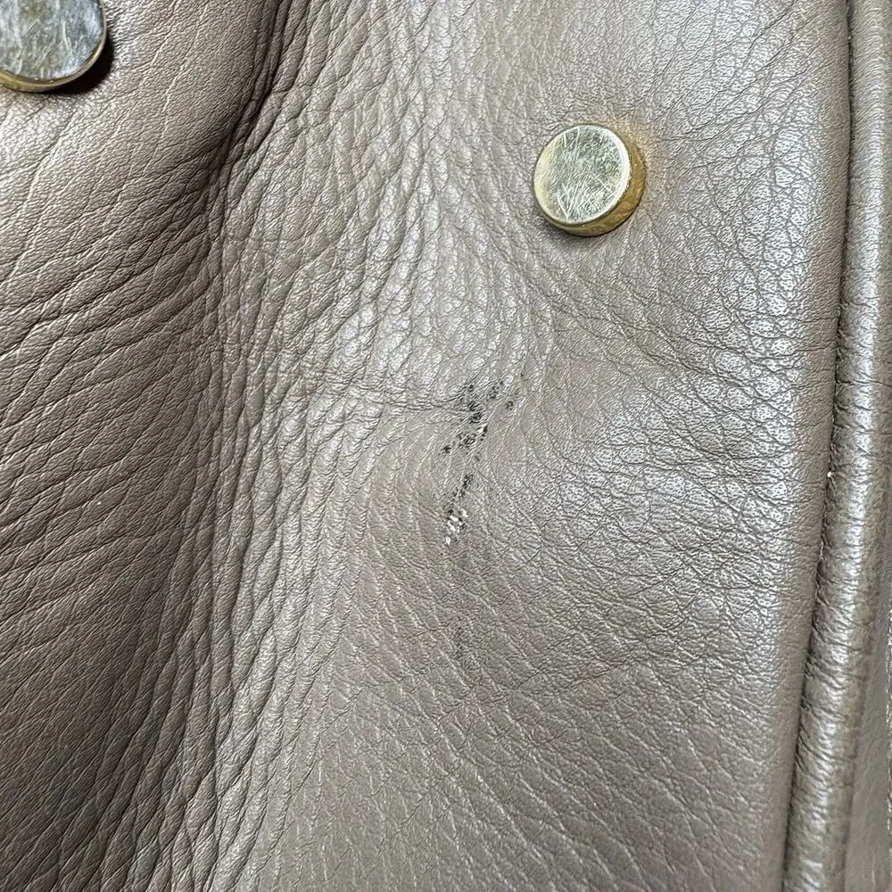 Vintage Via Repubblica Leather Hand Hobo Bag Taupe Turn Lock Made In Italy